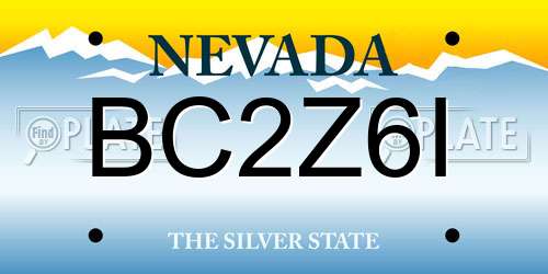 BC2Z6I Nevada License Plate