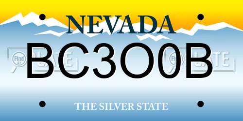 BC3O0B Nevada License Plate
