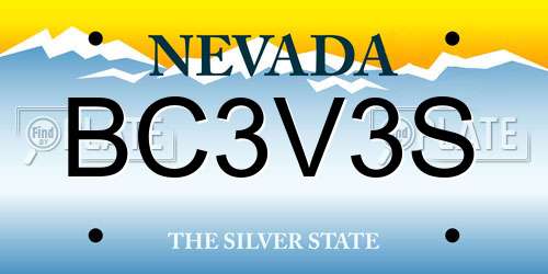 BC3V3S Nevada License Plate