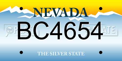 BC4654 Nevada License Plate