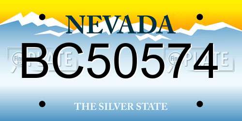 BC50574 Nevada License Plate