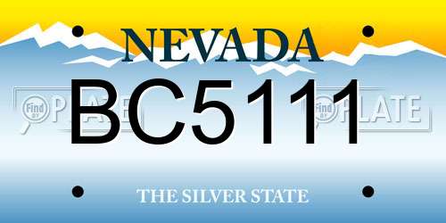 BC5111 Nevada License Plate