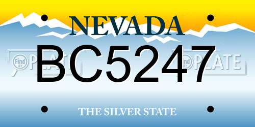 BC5247 Nevada License Plate
