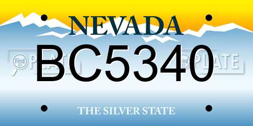 BC5340 Nevada License Plate