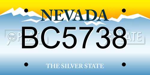 BC5738 Nevada License Plate