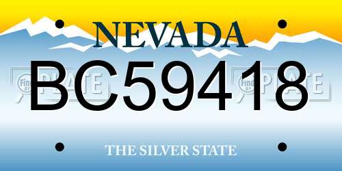 BC59418 Nevada License Plate