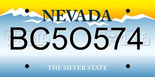 BC5O574 Nevada License Plate
