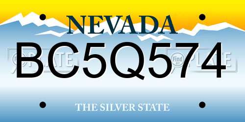 BC5Q574 Nevada License Plate