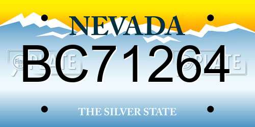 BC71264 Nevada License Plate