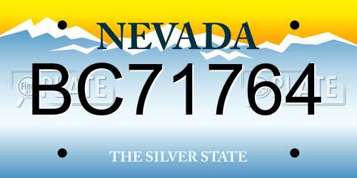 BC71764 Nevada License Plate