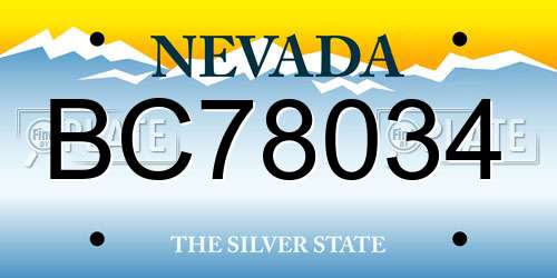 BC78034 Nevada License Plate
