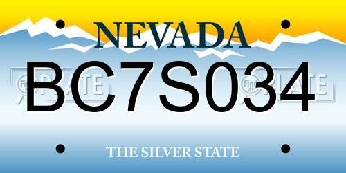 BC7S034 Nevada License Plate