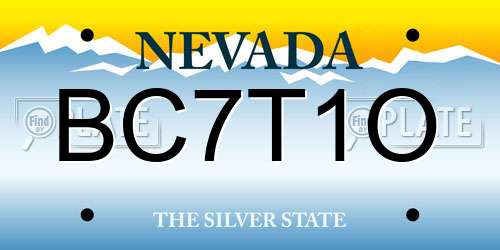 BC7T1O Nevada License Plate