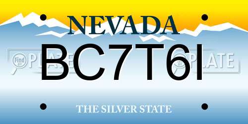 BC7T6I Nevada License Plate