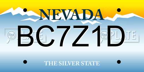 BC7Z1D Nevada License Plate