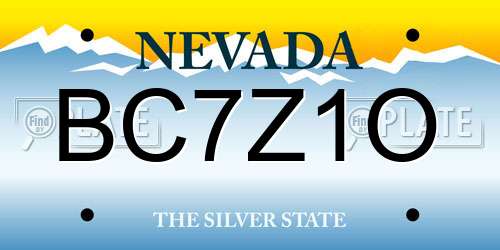 BC7Z1O Nevada License Plate