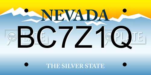 BC7Z1Q Nevada License Plate