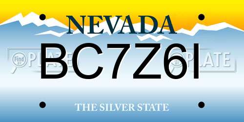 BC7Z6I Nevada License Plate