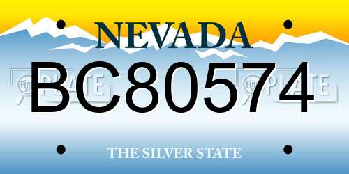 BC80574 Nevada License Plate