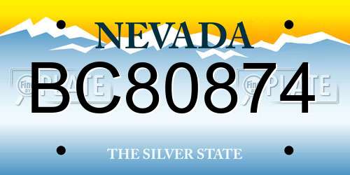 BC80874 Nevada License Plate