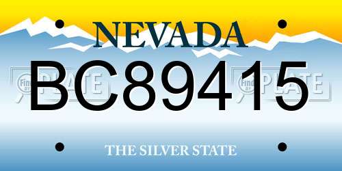BC89415 Nevada License Plate