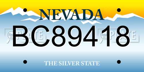 BC89418 Nevada License Plate