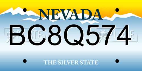 BC8Q574 Nevada License Plate