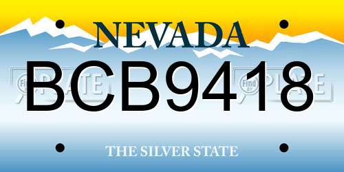 BCB9418 Nevada License Plate