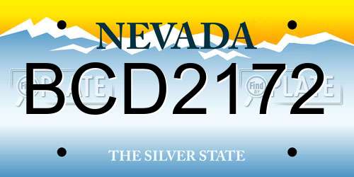 BCD2172 Nevada License Plate