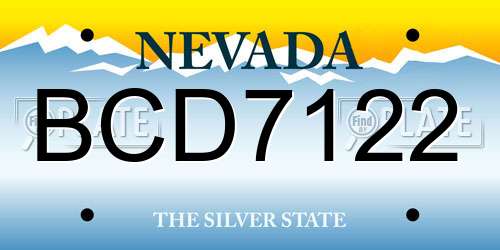 BCD7122 Nevada License Plate