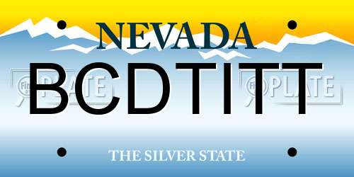 BCDTITT Nevada License Plate