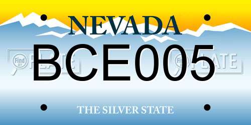 BCE005 Nevada License Plate