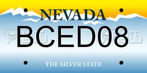 BCED08 Nevada License Plate