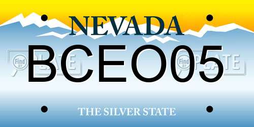 BCEO05 Nevada License Plate
