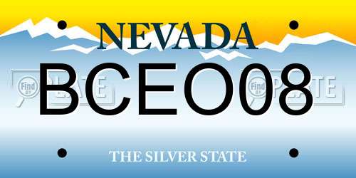 BCEO08 Nevada License Plate