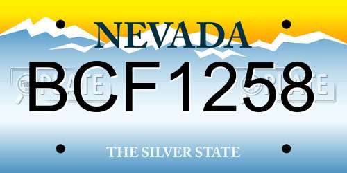 BCF1258 Nevada License Plate