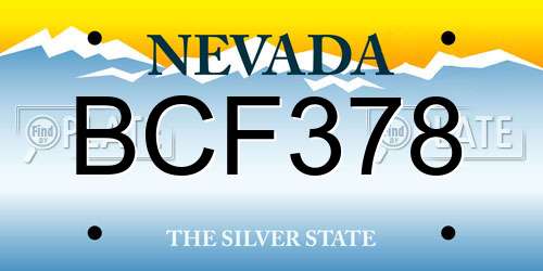 BCF378 Nevada License Plate