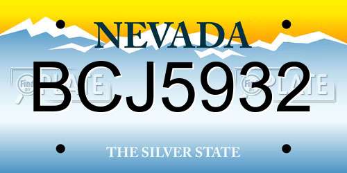 BCJ5932 Nevada License Plate