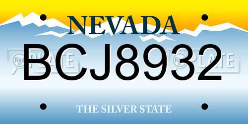BCJ8932 Nevada License Plate