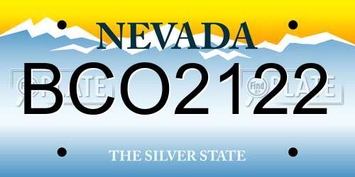 BCO2122 Nevada License Plate