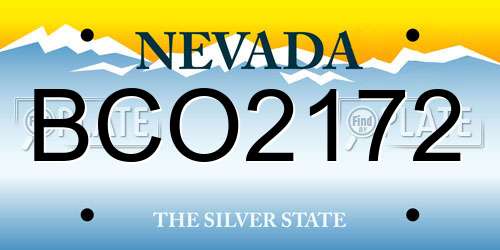 BCO2172 Nevada License Plate