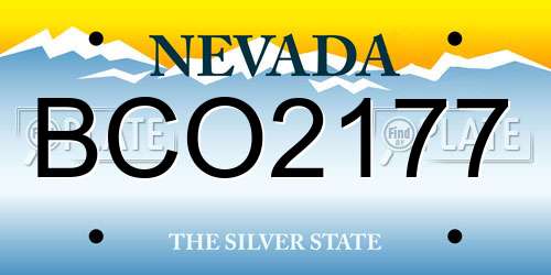 BCO2177 Nevada License Plate
