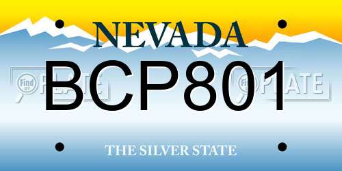 BCP801 Nevada License Plate