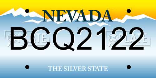 BCQ2122 Nevada License Plate