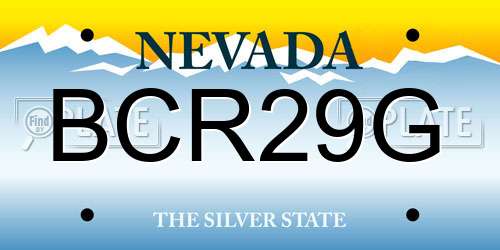 BCR29G Nevada License Plate