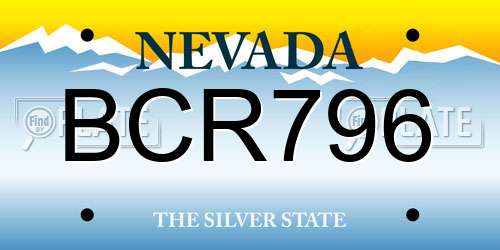BCR796 Nevada License Plate