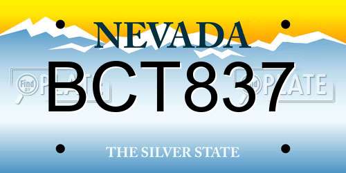 BCT837 Nevada License Plate