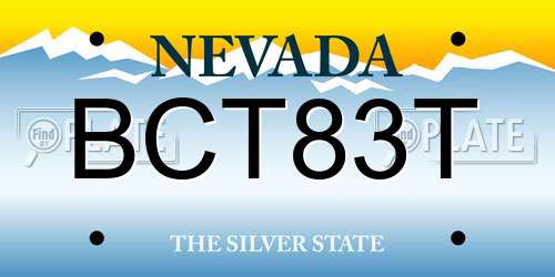 BCT83T Nevada License Plate