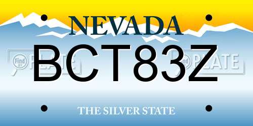 BCT83Z Nevada License Plate