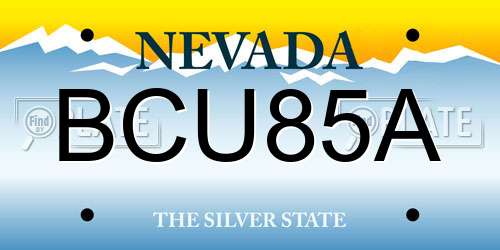 BCU85A Nevada License Plate